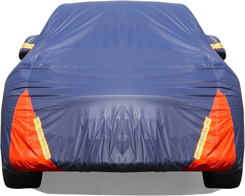 DINGHAO Tesla Model Y Car Cover Waterproof All Weather, 6 Layers Outdoor Full Exterior Cover Rain Sun UV Snowproof Protection with Zipper Cotton, Mirror Pocket and Charging Port - Image 1